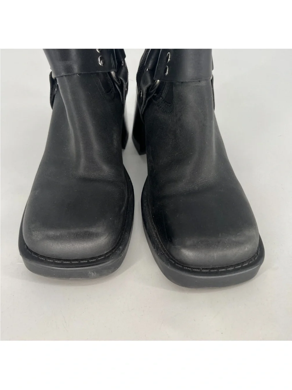 Jeffrey Campbell Operator Platform Moto Boot Womens 7.5 Black Leather Biker - Picture 4 of 6